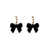 韩国锆石植绒蝴蝶结耳环韩国甜美气质耳钉时尚百搭耳饰女