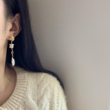 【12号左右】S925银针韩国复古天然异性珍珠时尚气质高级感精致长款耳钉耳饰