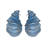 S925银针韩国时尚小众创意褶皱条纹海螺耳钉简约气质高级感耳环女