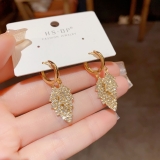 韩国网红精致超闪时尚满钻锆石树叶耳饰名媛风百搭气质轻奢耳扣