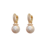 【真金电镀】微镶锆石两戴珍珠耳扣精致时尚百搭小巧耳环轻奢大气优雅耳坠