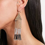 欧美复古长款金属链气质流苏耳环夸张冷淡风耳坠博主耳饰品