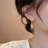 韩国几何方形满钻耳扣2024新款爆款秋冬耳饰女轻奢小众设计感高级耳环