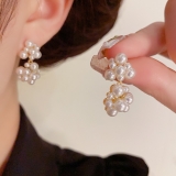S925银针韩国简约珍珠耳坠复古气质时尚轻奢高级感小众设计感耳环
