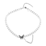 项链女ins冷淡风圆珠链气质蝴蝶choker锁骨链短款颈链女小众设计