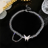 项链女ins冷淡风圆珠链气质蝴蝶choker锁骨链短款颈链女小众设计