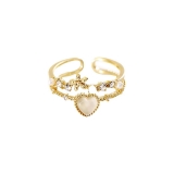 法式宫廷复古精致高级感温柔气质百搭爱心猫眼石戒指