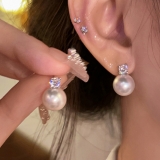 韩国珍珠镶钻精致小巧耳环高级感轻奢耳饰耳钉