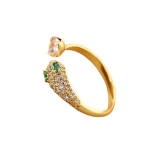 韩国东大门新款绿眼锆石蛇小众设计感轻奢戒指绿色套戒食指戒指环