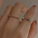 韩国东大门新款绿眼锆石蛇小众设计感轻奢戒指绿色套戒食指戒指环
