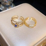 星月锆石蝴蝶双层工字开口戒指轻奢风设计小众食指戒时尚气质手饰