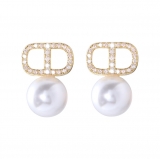韩国甜贵千金CD珍珠耳环女秋冬高级感气质轻奢耳钉独特耳饰