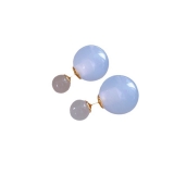 树脂几何圆形双面带耳钉清新小巧设计感耳环撞色气质耳饰