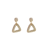 韩国镶钻三角形镂空耳环简约高级感几何耳坠时尚轻奢百搭新款耳饰