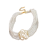 法式镶钻镂空花朵珍珠项链复古精致锁骨链轻奢高级感项饰厂家批发