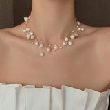 白色淡水珍珠简约颈链项链颈饰颈带多层隐形气质复古锁骨链女网红