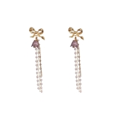 银针蝴蝶结珍珠耳环高级感新款网红气质耳钉小众设计花朵流苏耳饰