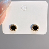 银针耳钉女黑色小巧耳环女小众设计高级感夏季气质冷淡风