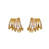 时尚微镶钻爪形几何耳钉真金电镀法式高级感气质耳环女