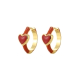 【真金电镀】韩国彩色滴釉爱心新年红色耳环女小众设计感高级小巧耳圈耳饰潮