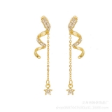 韩国螺旋镶钻2024新款潮气质长款网红耳饰耳线