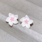 银针春夏小清新粉花朵耳钉甜美小巧耳环森系少女心百搭通勤耳饰