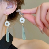 新中式树脂水滴圆形耳钩国潮时尚设计感新款耳环小众高级感耳饰女