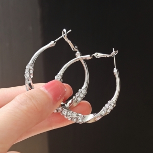 圈圈水钻扭扭光面耳圈2024年新款潮气质高级感夸张耳饰女