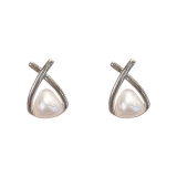 @特价韩国几何三角珍珠复古简约气质小众设计感气质轻奢耳钉耳饰【环保】