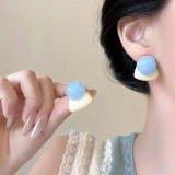 韩国几何撞色耳钉女夏季甜美少女简约耳环小众设计感百搭洋气耳饰