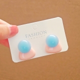 韩国几何撞色耳钉女夏季甜美少女简约耳环小众设计感百搭洋气耳饰