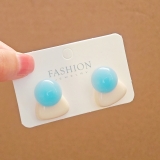 韩国几何撞色耳钉女夏季甜美少女简约耳环小众设计感百搭洋气耳饰