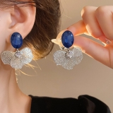 韩国镶钻锆石花瓣耳环小众时尚高级感耳坠气质轻奢冷淡风耳饰