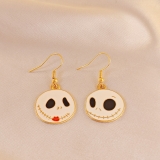 欧美万圣节不对称蜘蛛网南瓜蝙蝠小鬼耳环女创意卡通暗黑动物耳饰品女