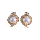 韩国蛇形环绕珍珠耳钉小众设计时尚耳环高级感轻奢满钻耳饰批发