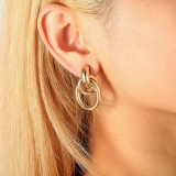 欧美风金色不规则空心管耳钉气质优雅几何多层环形耳饰耳饰女批发