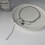 韩版双层爱心项链女ins嘻哈酷帅个性百搭锁骨链子配饰短款毛衣链