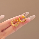 【铜产品】欧美银色金属立体菱形不规则设计耳扣式耳环冷淡风小众轻奢高级感