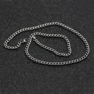 欧美热卖嘻哈NK男士钛钢古巴链简约配饰链子毛衣链小众项链