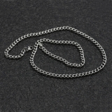 欧美热卖嘻哈NK男士钛钢古巴链简约配饰链子毛衣链小众项链