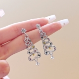 欧美夸张创意新款镶钻圣诞树耳环个性气质圣诞节彩钻耳坠耳饰女