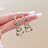 欧美夸张创意新款镶钻圣诞树耳环个性气质圣诞节彩钻耳坠耳饰女