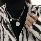欧美个性圆牌项链不掉色小众设计感ins潮嘻哈配饰男女锁骨链