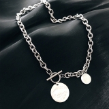 欧美个性圆牌项链不掉色小众设计感ins潮嘻哈配饰男女锁骨链