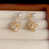 气质甜美珍珠球前后戴耳环女轻奢高级感独特时尚百搭洋气耳钉耳饰