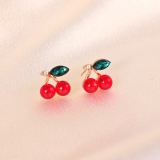 日韩热卖红色的樱桃耳环水果夏季多多巴胺四季百搭时尚高级感耳环