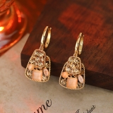 镶钻不规则梯形人造猫眼石耳扣时尚新款秋冬耳环通勤精致大气耳饰