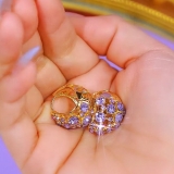 2025新款高级感轻奢气质显白耳环镶锆石紫色时尚爆款优雅大气耳饰