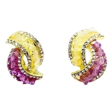 韩式小清新几何撞色镶钻耳环时尚气质轻奢高级感网红爆款精致耳饰