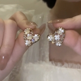 @特价韩国抖音同款锆石爱心幸运花朵贝壳耳环轻奢气质清新甜美耳钉